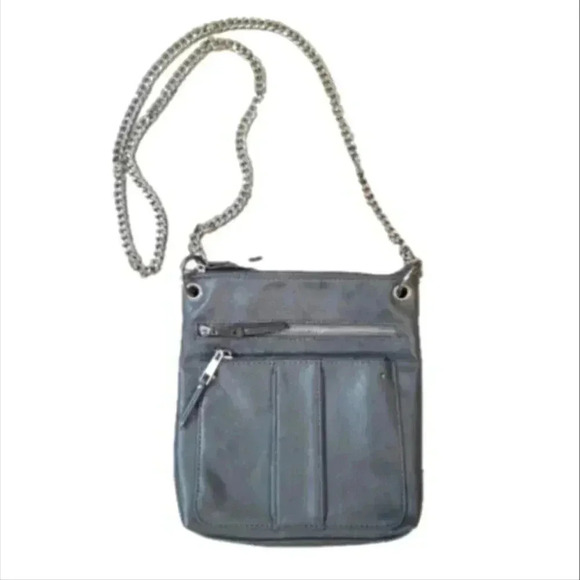 Handbags - Grey Faux Leather Crossbody with Chain Strap NWOT